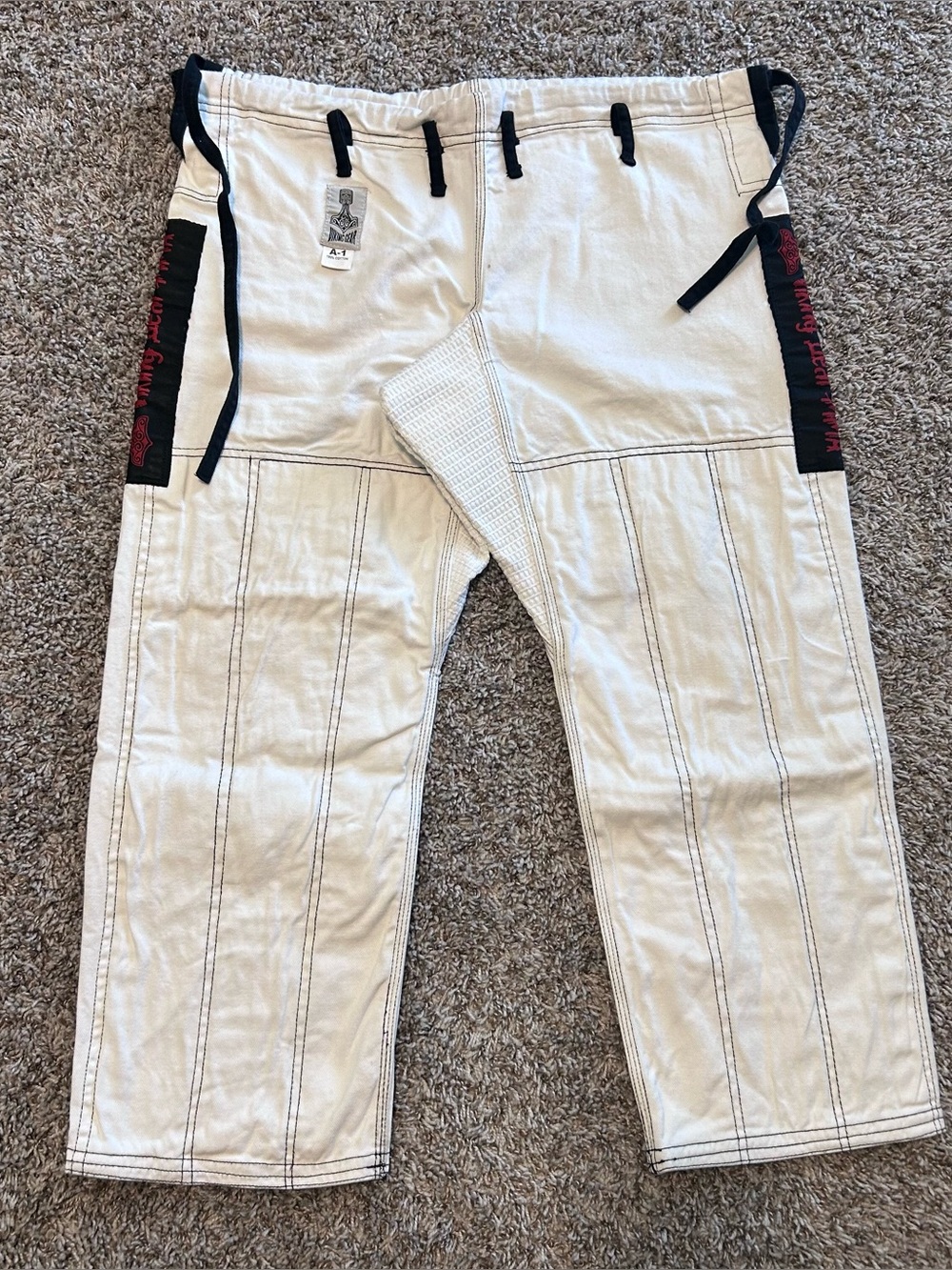VIKING GEAR MMA BJJ Gi Pants White Black Stitch Jiu Jitsu Martial Arts Size A1